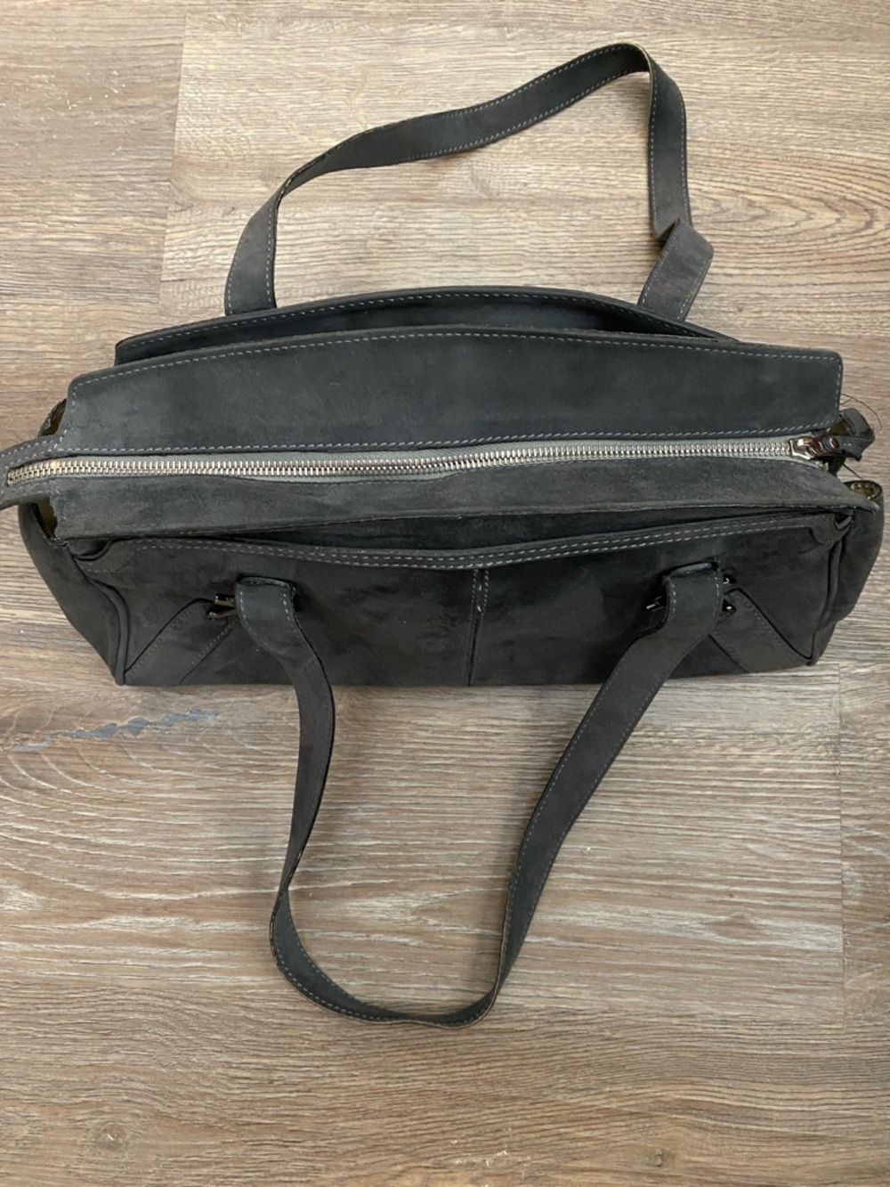 Tod's Dark Gray Suede Shoulder Bag - Picture 2 of 5